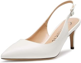 Castamere Mujer Slingback Kitten Tacones Puntiagudos Zapatos de punta redonda Sandalias Ajustable Correa Sandalias Stilettos 6.5CM