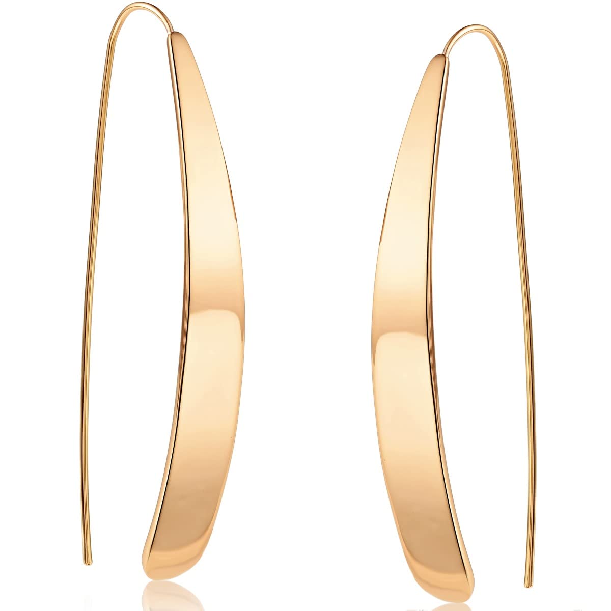 Humble Chic 14K Gold Plated Bar Dangle Earrings - Hypoallergenic Long Threader D