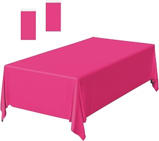 Pack of 2 Disposable Plastic Table Cloths Hot Pink Rectangle Party Baby Shower Wedding Birthday Disposable