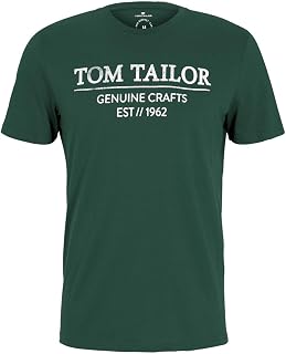 TOM TAILOR Men's T-Shirt with Logo Printed in Organic Cotton