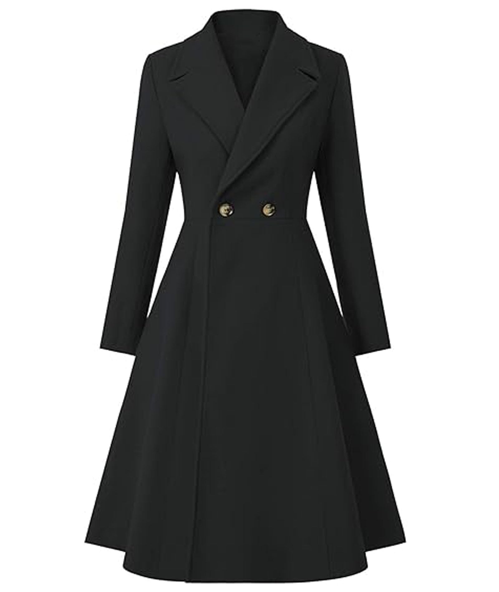 Sexyshine Women's Winter Double Breasted Trench Coat Notch Lapel Collar Wool Ble