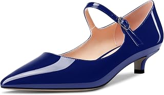 Aachcol Women's Mary Jane Kitten Low Heel Pumps Pointed Toe Slip-on Dress Shoes Party Wedding Office 3.5CM