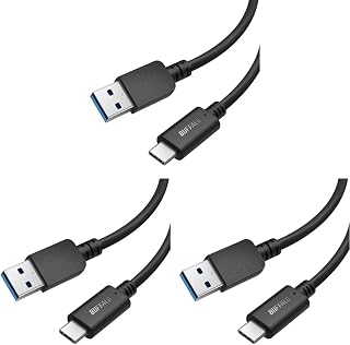 Buffalo BU3AC10BK/N USB Type C Cable, USB-C & USB-A 3.2 ft (1.0 m) (Compatible with USB 3.2 (Gen1) Standard), Charging Data Transfer, iPhone 17 / iPhone 17e / iPhone 16 / 15, Smartphones, Tablets