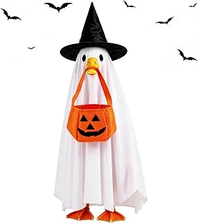 Halloween Porch Goose Outfits Ghost Goose Costume for 23" Goose Statue | Fall Autumn Goose Clothes for for Halloween Outdoor Patio Yard Lawn Decor