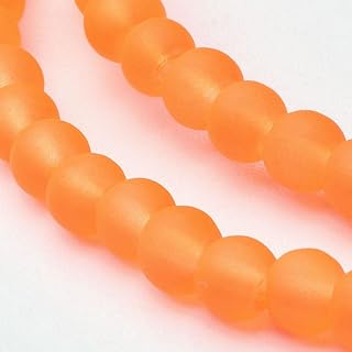 200pcs 4mm Round Frosted Glass Beads for Jewelry Making, Matte Glass Spacer Beads for DIY Bracelet Necklace Earrings Crafts Orange Red