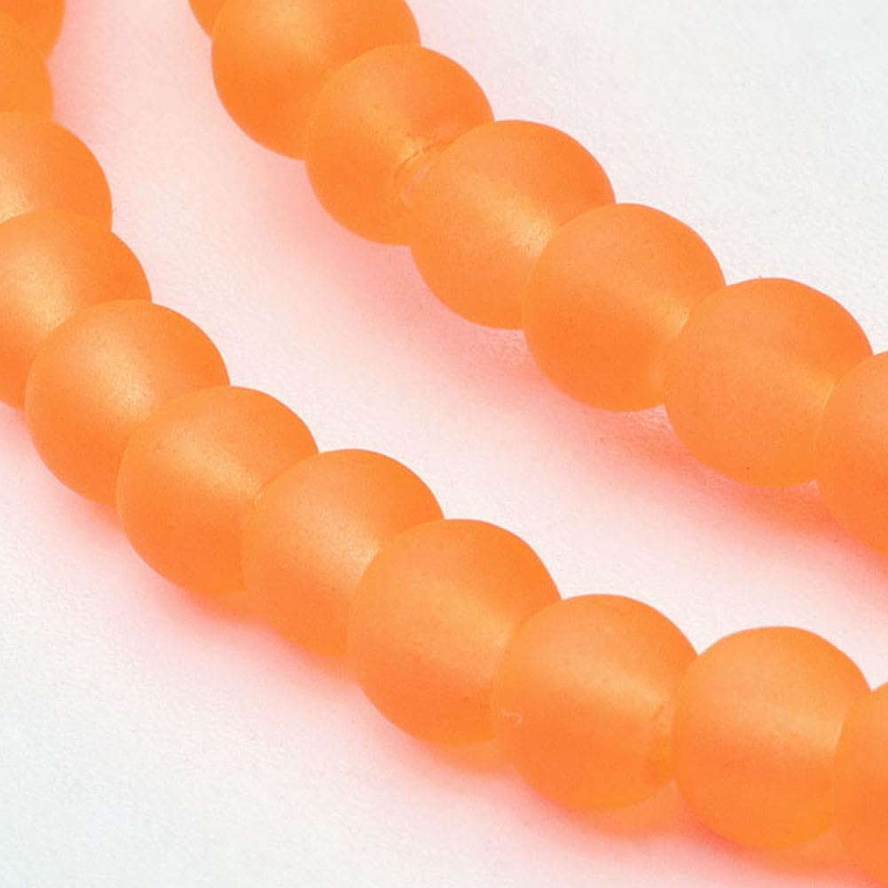 200pcs 4mm Round Frosted Glass Beads for Jewelry Making, Matte Glass Spacer Bead
