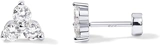 PAVOI Dainty Flat Back Earrings for Women, 14K Gold Plated CZ Stud Piercing