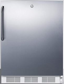 Summit Appliance FF7LWBISSTBADA ADA Compliant Built-in Undercounter All-Refrigerator for General Purpose Use with Auto Defrost, Lock, Stainless Steel Door, Towel Bar Handle and White Cabinet