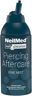 NeilMed NeilCleanse Piercing Aftercare Spray Fine Mist 177mL ( 6.3 FLoz) | Sterile Fine Mist Saline Piercing Aftercare, Drug-Free, 177 mL