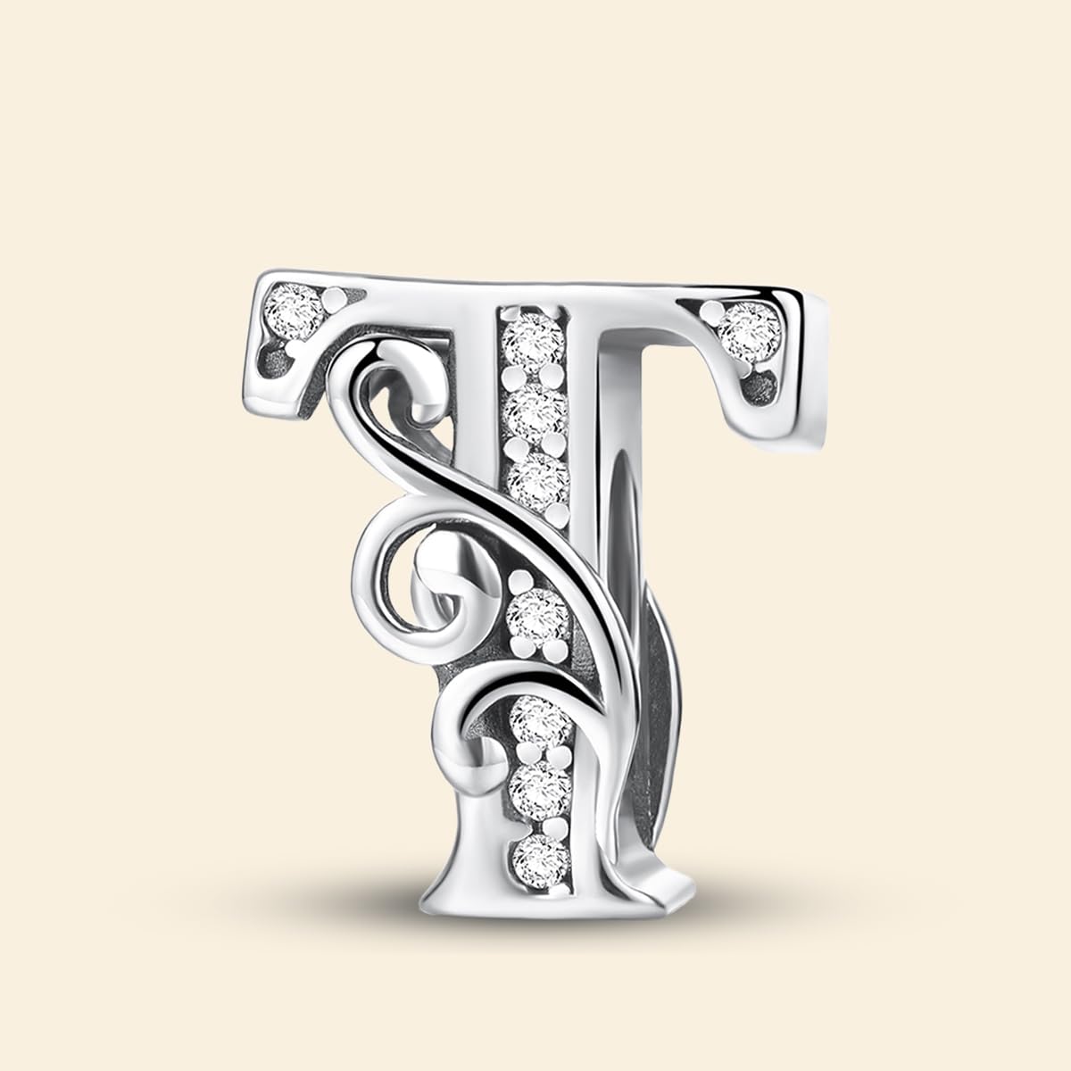 1 x Fashion Silver Charm with 26 Letters for Jewellery Making and Daily Outfit M
