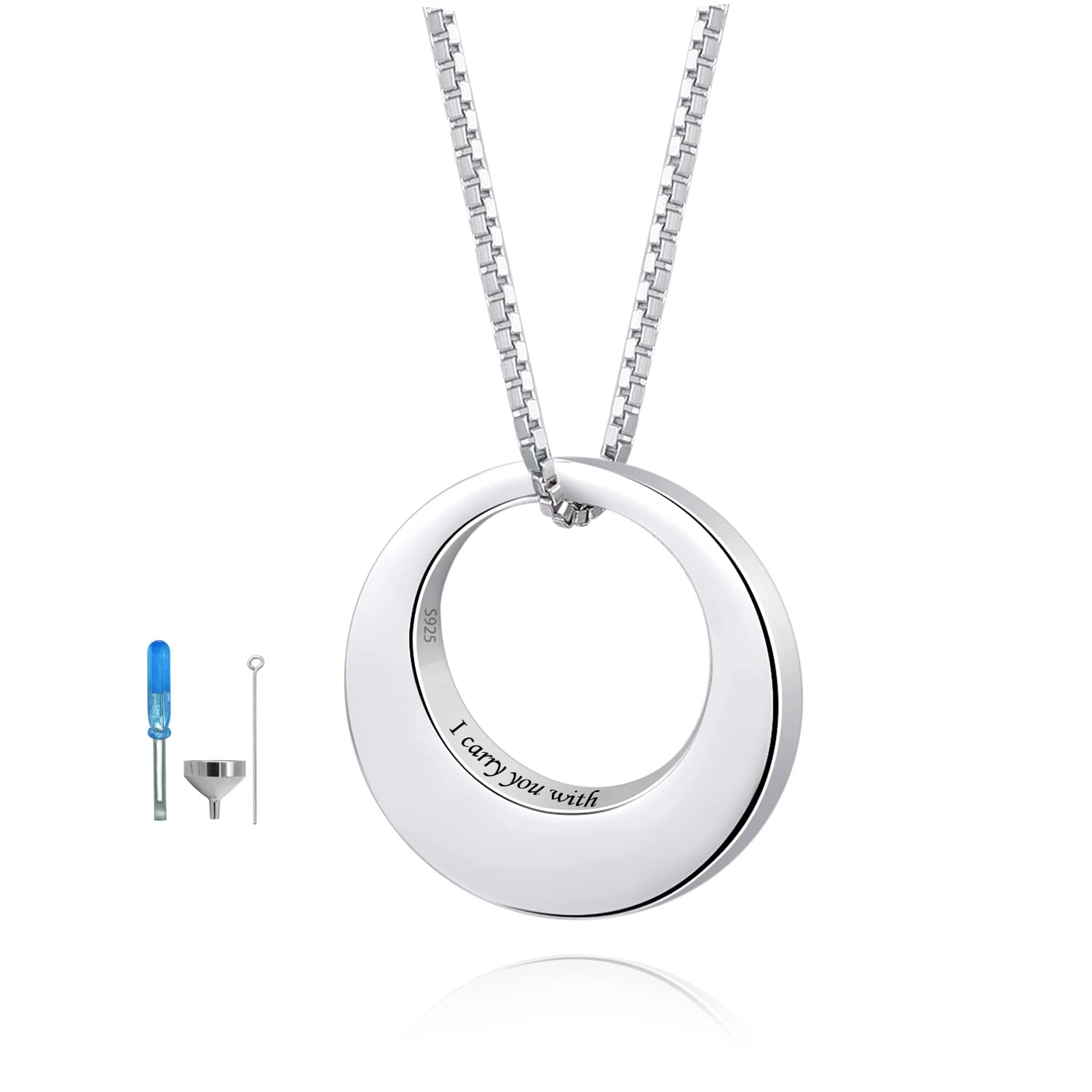 Jinlou Circle of Life Urn Necklace for Ashes - 925 Sterling Silver Always in My 
