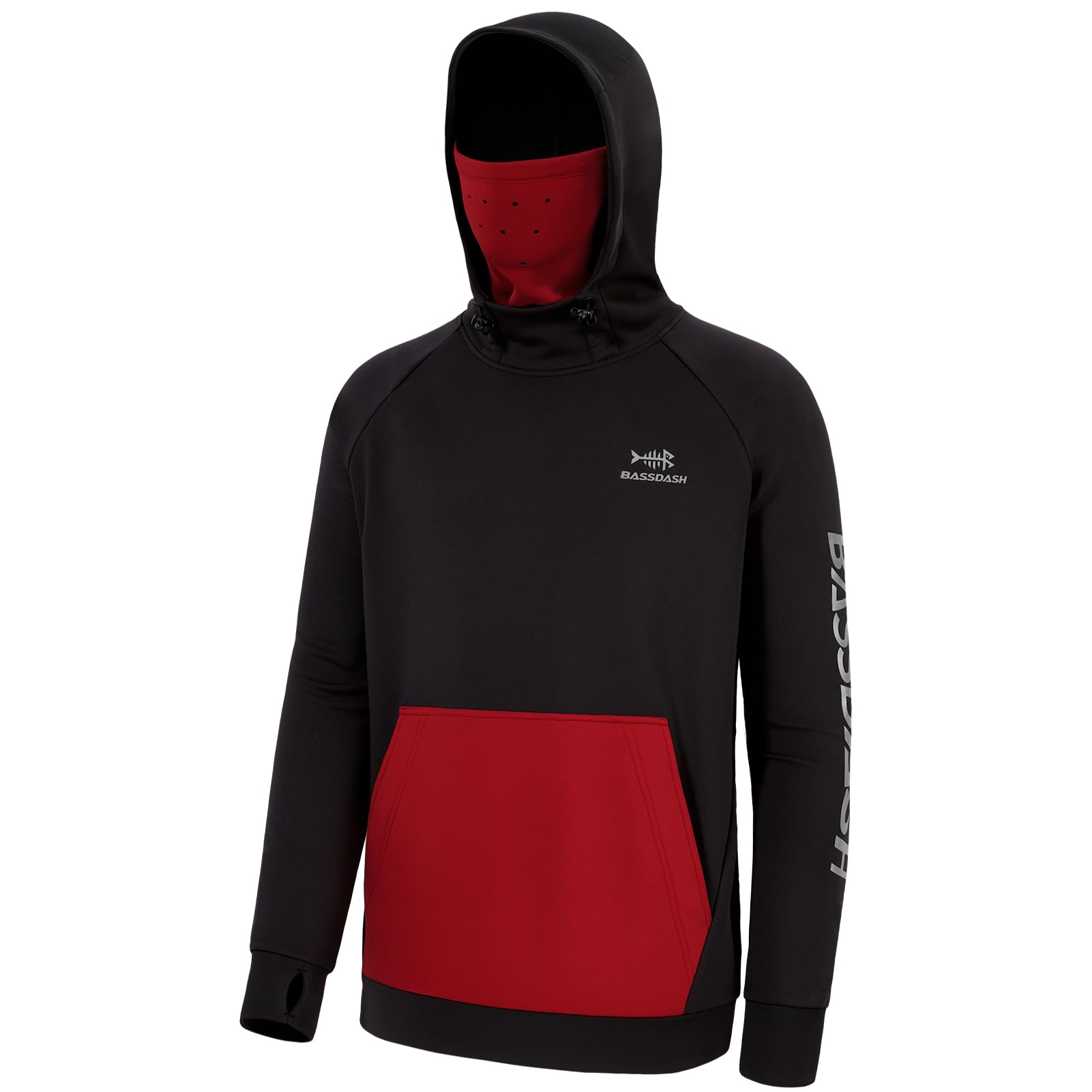 BASSDASH Men’s Fishing Fleece Hoodie with Neck Gaiter Water Resistant Performanc
