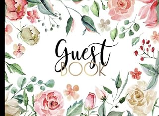 Guest Book: GORGEOUS Watercolor (Pink And Gold) Boho Chic With Gold Text And Floral Cover, Rustic Guestbook For Wedding, Bridal Shower, Birthday Party, Baby Shower, Events, Sign In Logbook for Retirement Home Visitors, Cabin Rentals or Bed And Breakfast