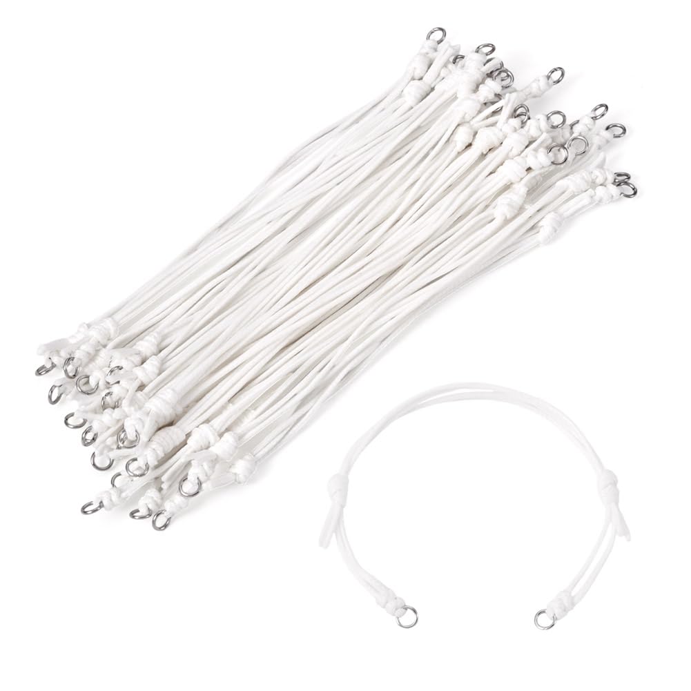 20 Pieces Korean Waxed Polyester Cord Bracelets Adjustable with Jump Rings for F