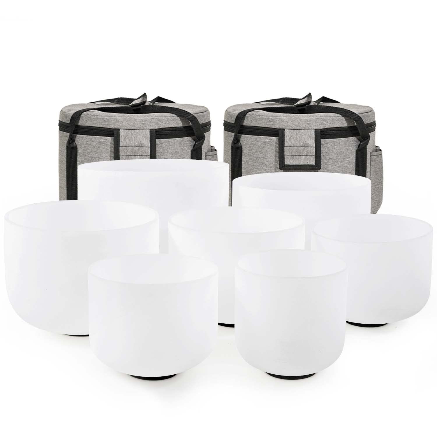 CVNC 432HZ 6-12 Inch Set of 7 PCS Frosted Quartz Crystal Singing Bowls (15cm-30c