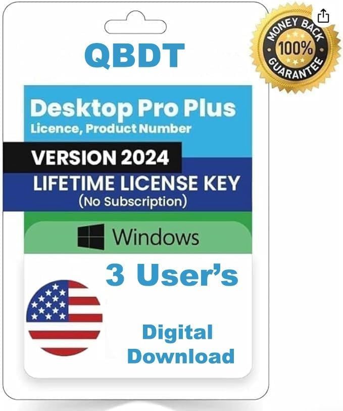 Quick-Books Desktop Pro "Plus" 2024 | 3 User | LIFETIME Version | NO DVD | Amazo