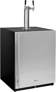 Kegco 24" Wide Dual Tap Stainless Steel Built-In Right Hinge Kegerator with Dispense Kit
