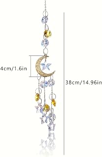 Crystal Suncatchers for Window Hanging Wind Chime Style Garden Sun Catchers with Crystals Rainbow Maker Indoor Outdoor Decor Handmade -Slivery