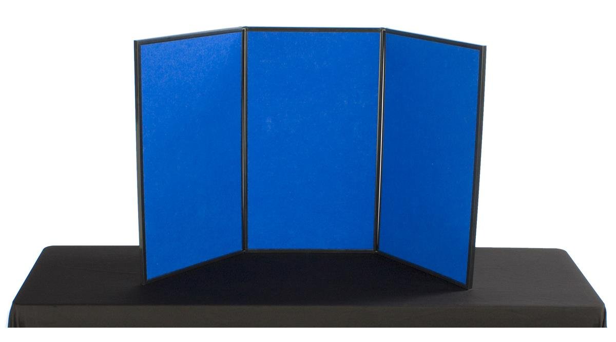 Displays2go Trifold Tabletop Presentation Board | 54 x 30 Hook & Loop Fabric Dis