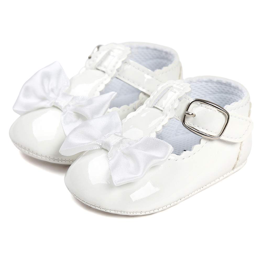 LACOFIA Baby Girls Anti-Slip First Walking Shoes Infant Bowknot Mary Jane Prince