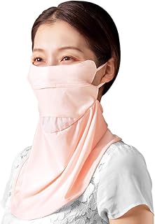 Alpha UV Protection Face Mask, Long Length, Cool to Touch, Pale UV Face Cover, A Difference in Summer, Sherbet Pink
