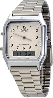 Casio AQ230A-7 Men's Stainless Steel Band Analog Digital White Numbers Dial Watch