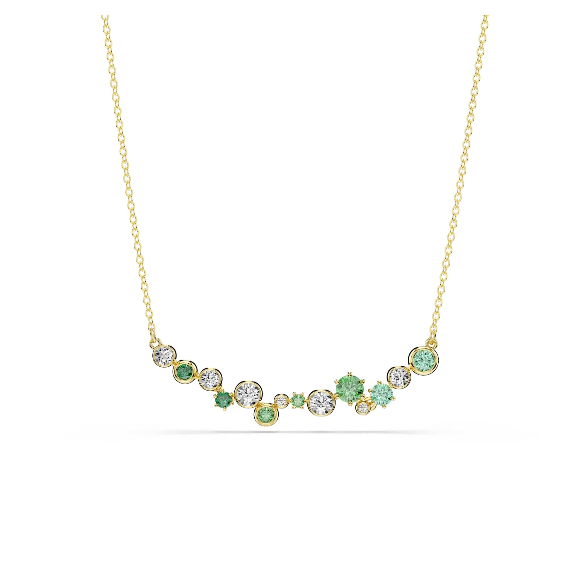Swarovski Constella necklace, Mixed cuts, Green, Gold-tone plated