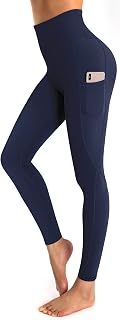 OUGES High Waist Yoga Pants with Pockets for Women Running Gym Leggings