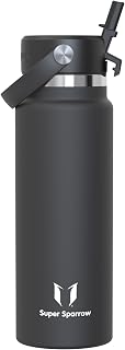 Sparrow Stainless Steel Water Bottle, 1 Litre, Thermos Flask with Straw