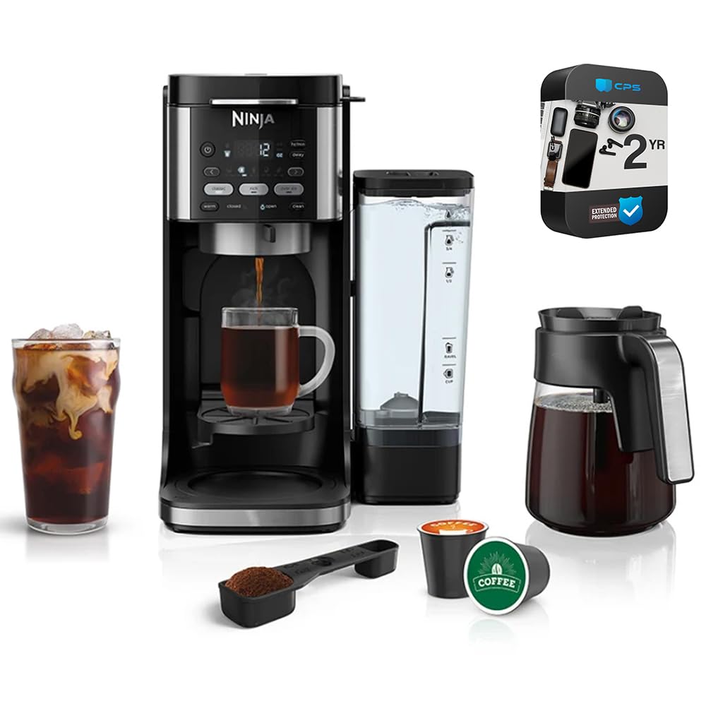 Ninja CFP101 DualBrew Hot & Iced Coffee Maker, Black - (Renewed) Bundle with 2 Y