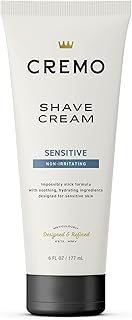 Cremo Shaving Cream for Men, Sensitive, 6 Fl Oz | Barber grade, Smooth shave cream, Cooling finish, Helps with razor irritation, Slick hydrating formula