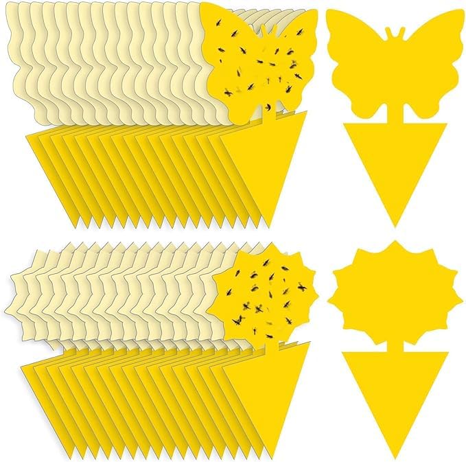 40pc Yellow Sticky Bug Traps, Fungus Gnat Traps for Potted Plants Soil | Plant F
