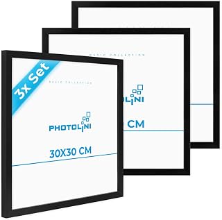 PHOTOLINI Poster Picture Frames, 30 x 30 cm, Modern, Black, made of MDF with Acrylic Glass, Poster Frame, Removable Frame, Set of 3
