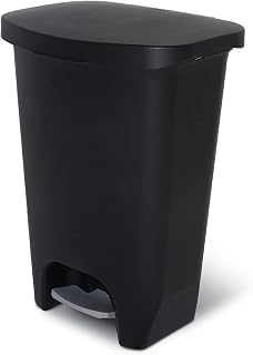 Glad Trash Can with Clorox Odor Protection | Plastic Bin, 13 Gal, Black | Kitchen Waste Bin | Hands Free with Step On Foot Pedal and Garbage Bag Rings