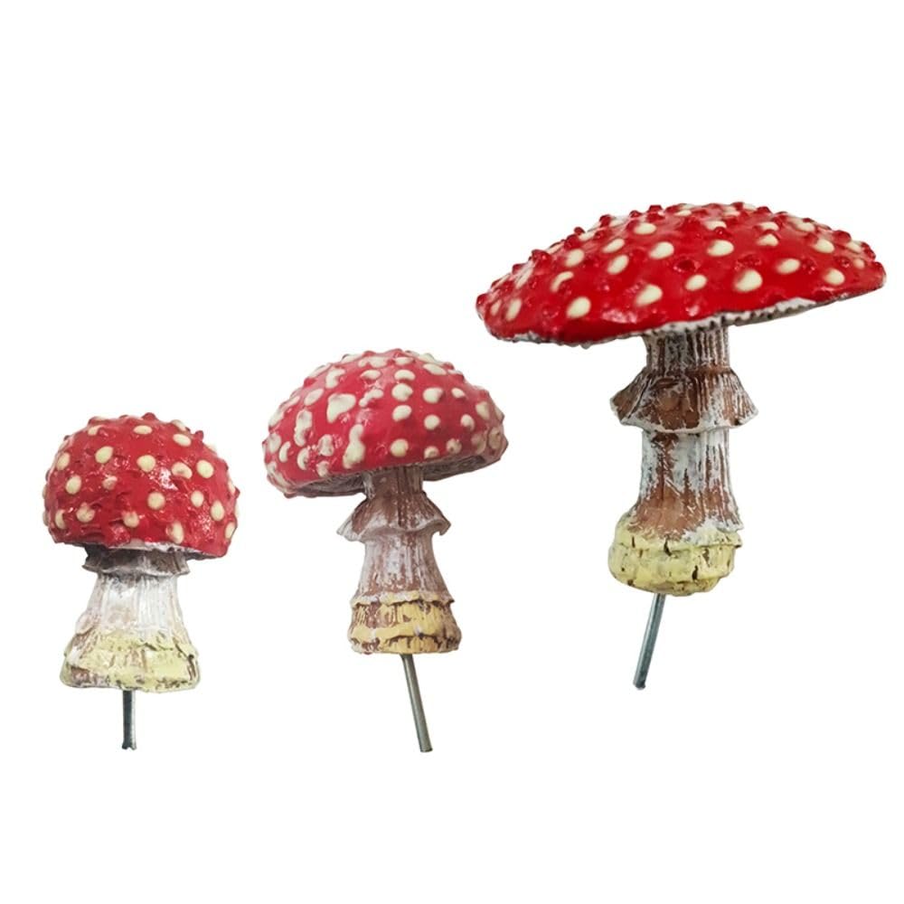 Simulation Mushroom Statue 3PCS Polyresin Statue Outdoor Landscape Ornaments Fai