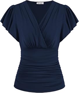 GRACE KARIN Shiny Shirt for Women Short Sleeve Elegant Sequin Shirt Tunic