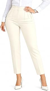LOVESHOOT 2026 Fashion High Waist Pleated Straight Leg Casual Work Stretch Dress Pants