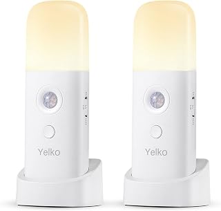 YELKO Motion Sensor Night Light Indoor, 2000mAh Battery Operated Lights, Rechargeable Motion Activated Nightlights,Cordless Dimmable LED Nursery Night Lights for Home(2Pack,Warm White)