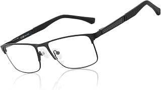 ZENOTTIC Blue Light Glasses Men : Black Reading Glasses Men - Square Frame Computer Glasses - Anti Glare Metal Readers
