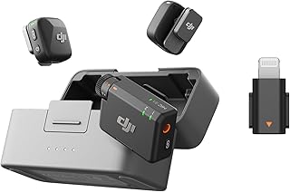 DJI Mic Mini (2 TX + 1 RX + Charging Case), Pin Microphone, Wireless, Ultra Lightweight, 48 Hours Use, Noise Cancelling, Auto Limit Function, Wireless Microphone for Camera/iPhone/Android, Mic Mini