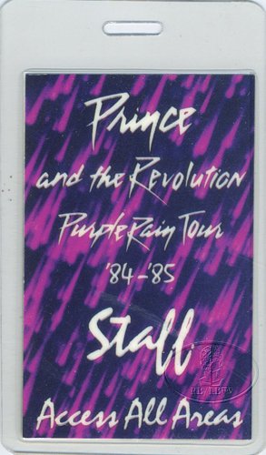 Prince 1984 Purple Backstage Laminated Backstage Pass