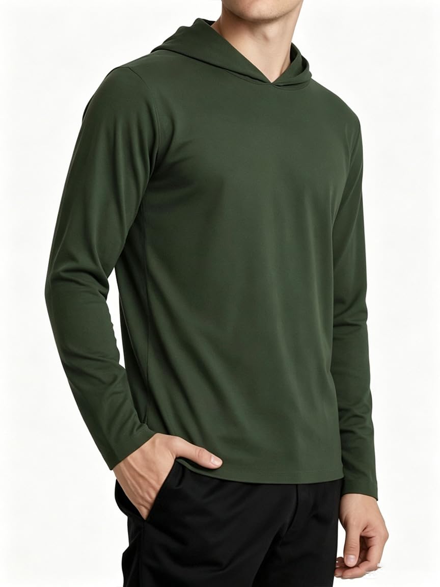 Men's Long Sleeve Hoodie T-Shirt UPF 50+ Athletic Work T-Shirt for Fishing