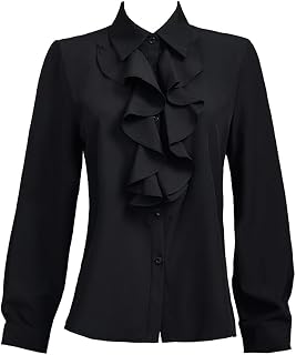 Victoria Women Lace High Collar High Collar Long Sleeve Shirt Slim Fit Office Business Shirt