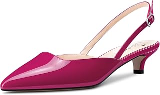 Castamere Women's Low Kitten Heel Heel Lace Toe Cap Sandals Slip-on Slingback Pumps Wedding Party Dress 3.5 cm Heels
