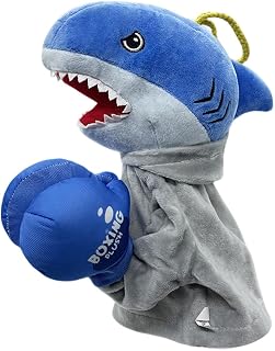 Kung Fu Husky Punching Puppet Interactive Animal Boxing Gloves with Sounds Funny Toy Gifts for Small Dogs and Cats (Shark)