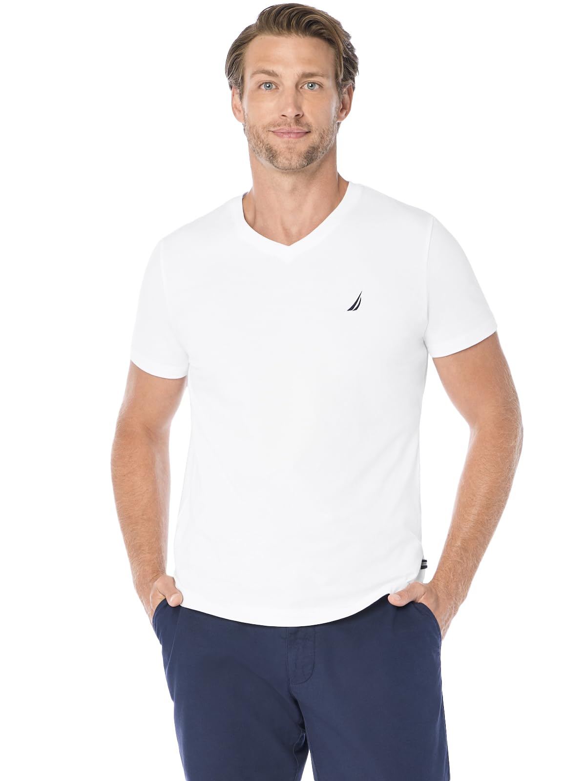 Nautica Men's Short Sleeve Solid Slim Fit V-Neck T-Shirt