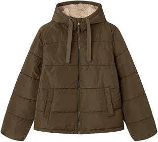 SPRINGFIELD Basic Padded Jacket With Recycled Filling, Eyelet Pockets With Snap Buttons And Hood With Inner Fur Denim Jacket Cotton Women (Pack of 1)