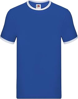 Fruit of the Loom Ringer Premium Men's T-Shirt, Blue, L