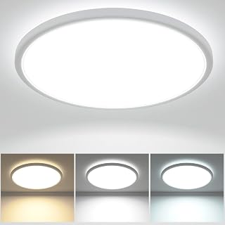 zemty 29W 3200LM LED Ceiling Light, 30cm Bathroom Lights Ceiling 3000K/4500K/6000K Waterproof, 3 Color Temperature Flush Ceiling Light, Round Ultra Thin for Bedroom, Bathroom, Living Room, Kitchen