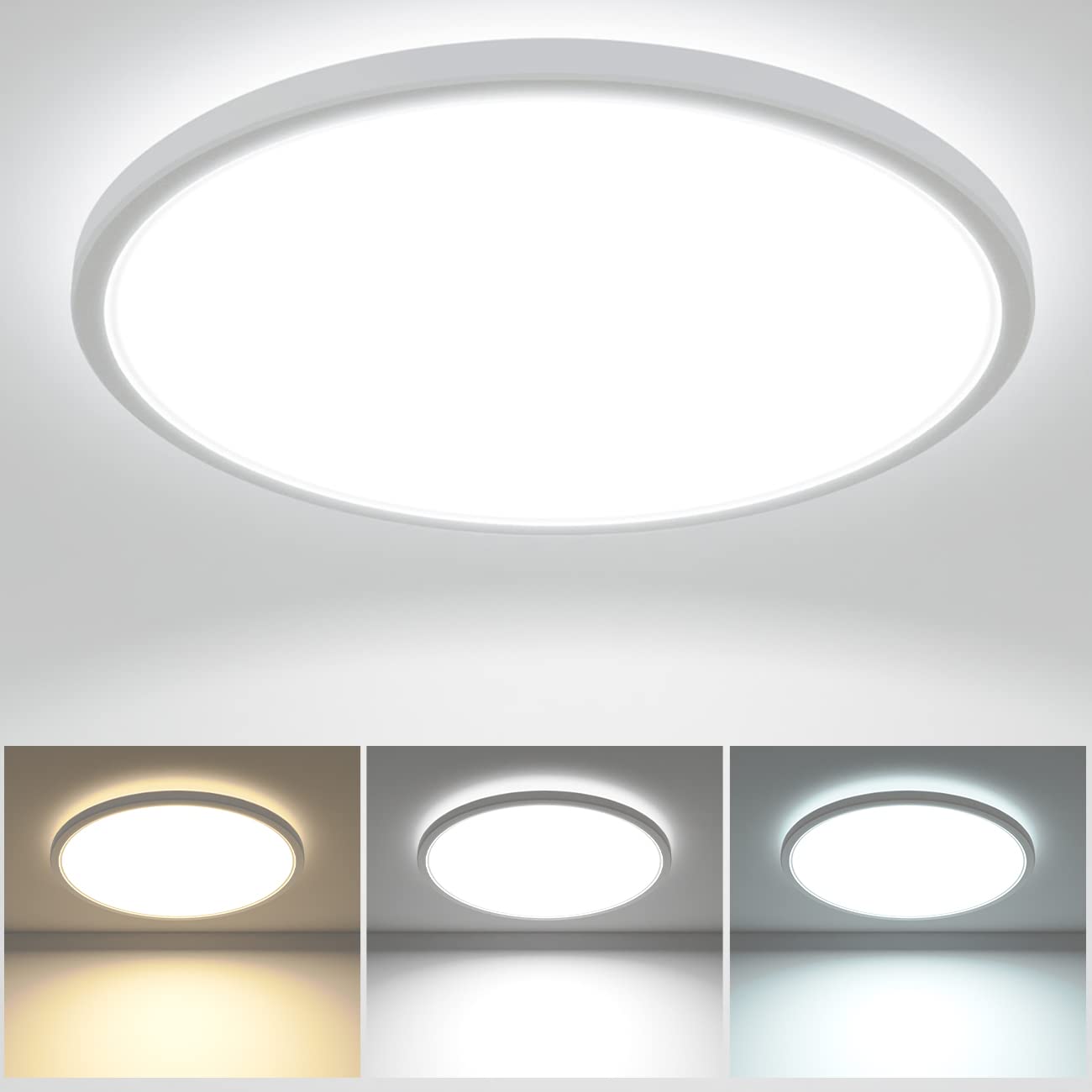 zemty 29W 3200LM LED Ceiling Light, 30cm Bathroom Lights Ceiling 3000K/4500K/600